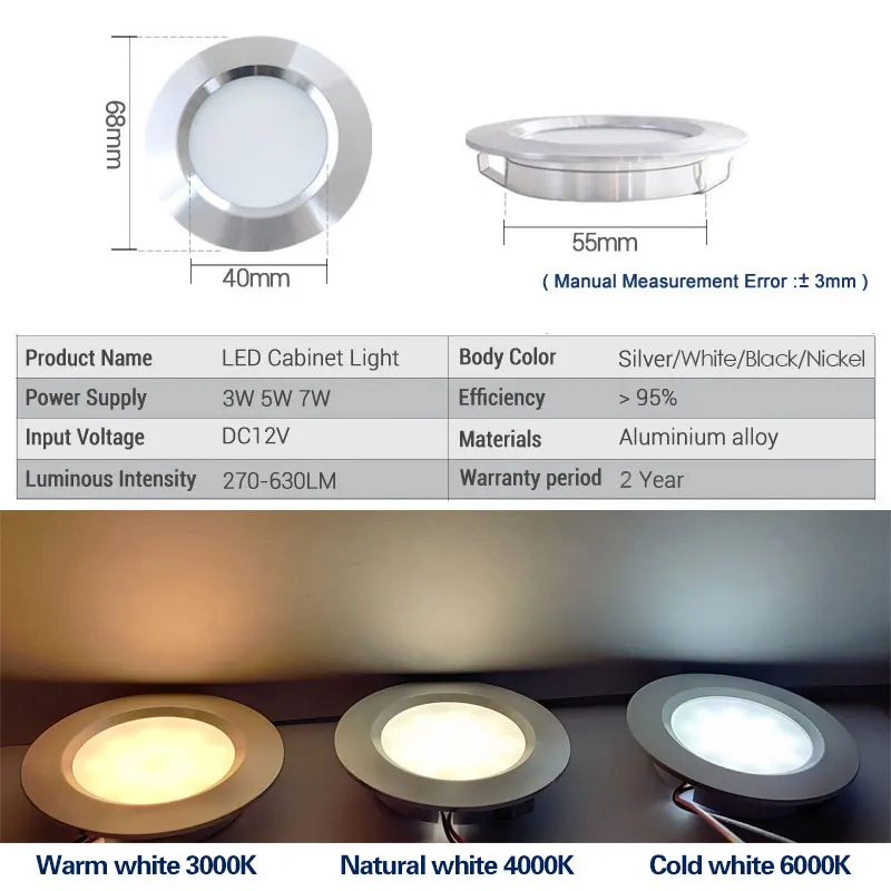 Foco LED ultrafino de 14mm, 3W, 5W, 7W, 12V, 2 pulgadas, lámpara de techo empotrada d55 mm, miniluz descendente para casa, Hotel y sala de estar