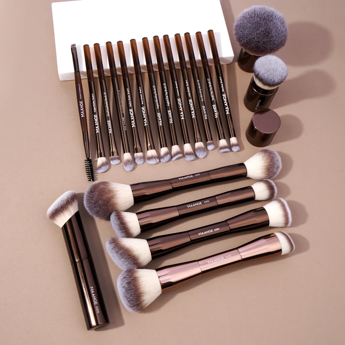 MAANGE 20 unids/set Pro brochas de maquillaje base de doble punta correctores colorete sombras de ojos cepillo para mezcla de polvo de crema líquida