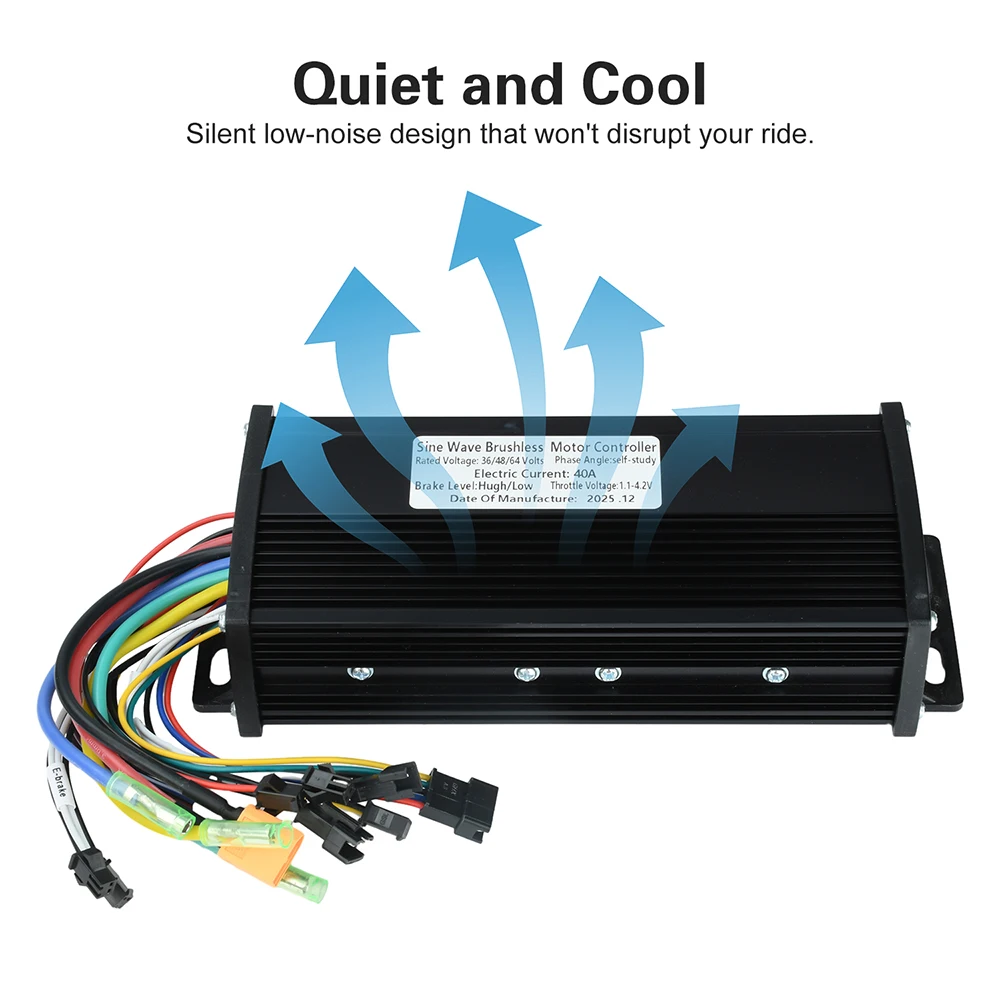Controlador de Motor sin Escobillas 36V-60V 40A de Triple Modo, Onda Sinusoidal, Impermeable, para Bicicleta Eléctrica, Alta Potencia, Salida de 1000W-2000W