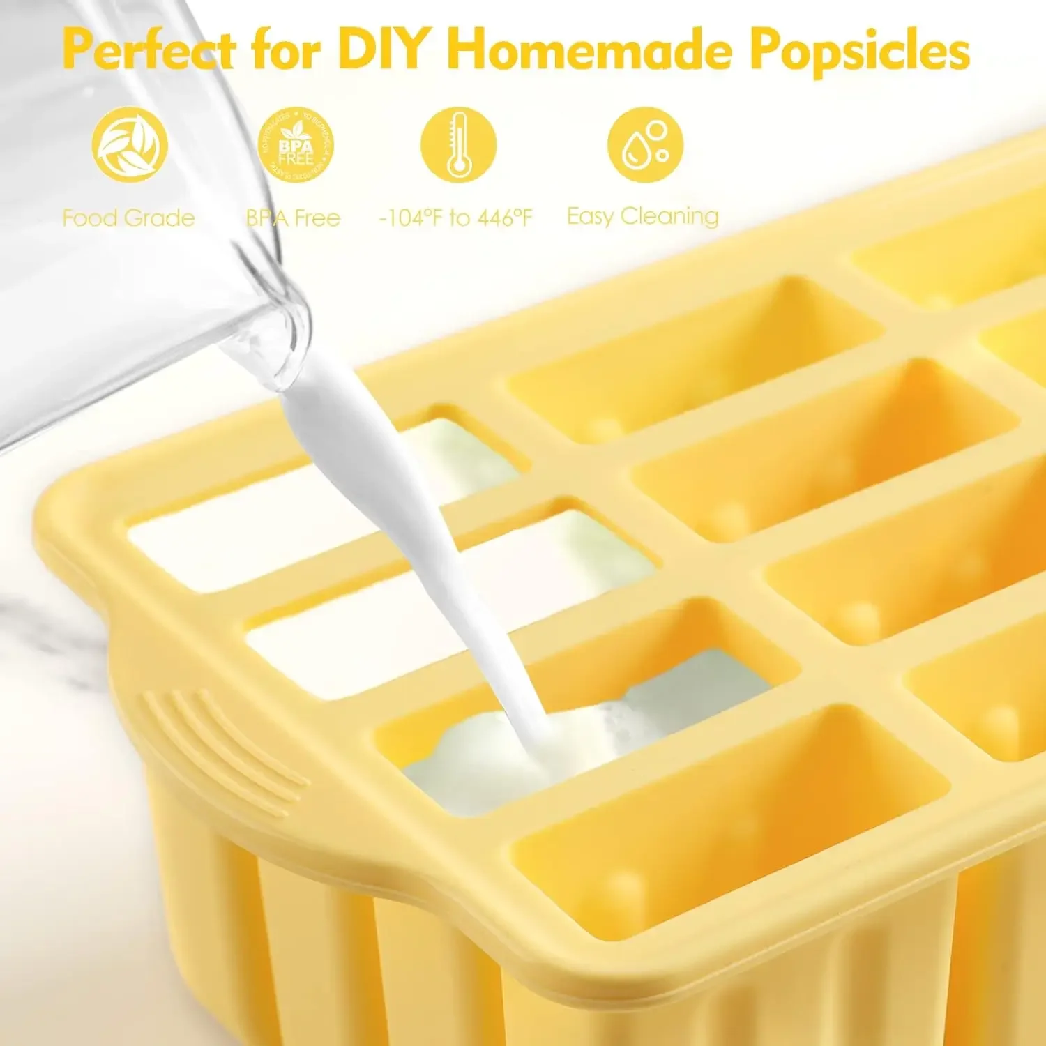 Moldes para paletas de silicona sin BPA, 12 piezas, bandejas para paletas para congelador, moldes para paletas de helado caseros