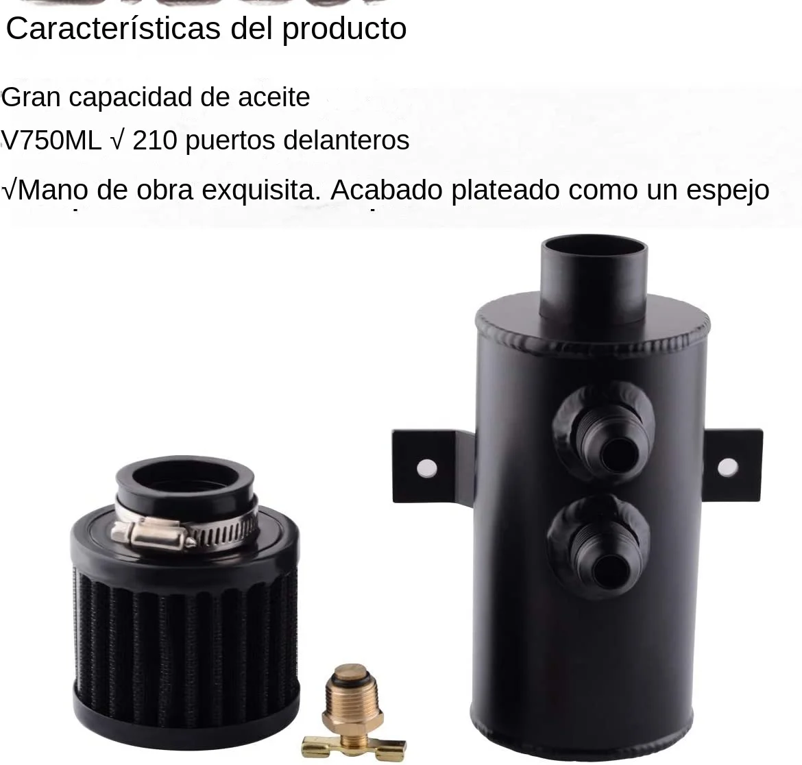 Tanque de depósito de escape de lata de captura de aceite AN10 de aluminio de 750ml con filtro de ventilación Kit deflectorado tanque de combustible OCC-1011
