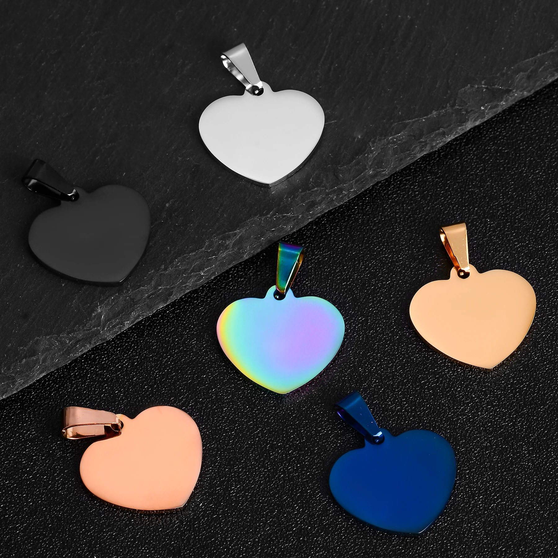 10 Uds. Venta al por mayor, collar minimalista Unisex de acero inoxidable con etiqueta de perro, colgante de corazón, collar altamente pulido, cadena, regalos de joyería
