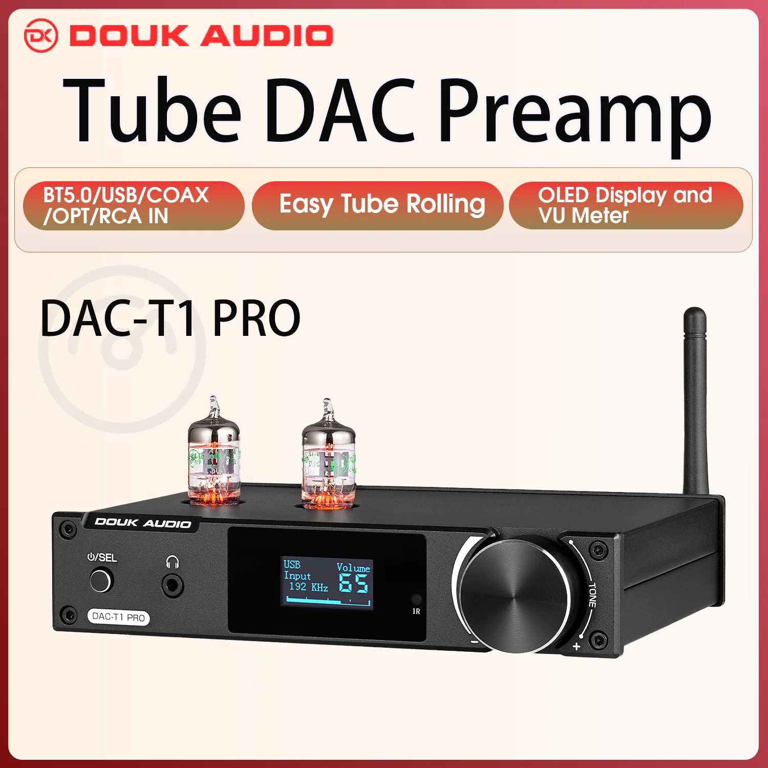 Douk Audio HiFi Bluetooth 5,0 válvula preamplificador de tubo COAX/OPT convertidor Digital a analógico USB DAC altavoz receptor amplificador de auriculares
