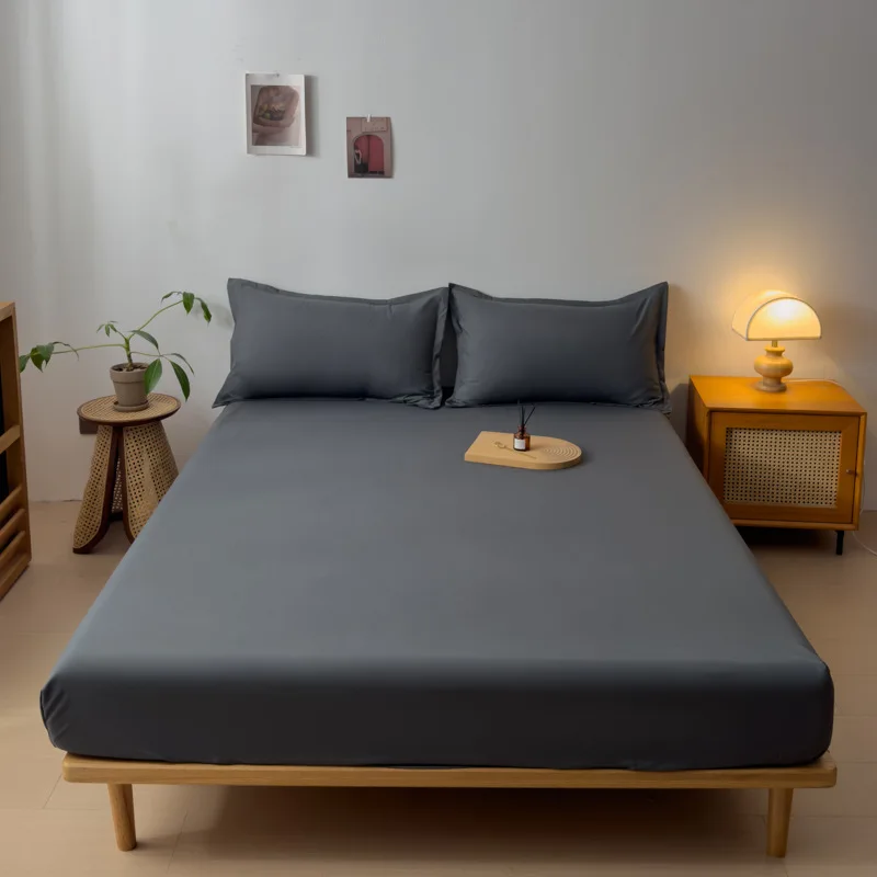 Juego de sábanas de algodón de 3 uds (1 sábana ajustable + 2 fundas de almohada) Funda de colchón suave transpirable con funda de almohada juego de cama