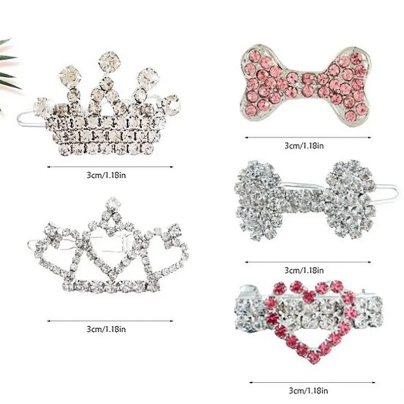Pinza para el pelo de perro con diamantes de imitación de cristal, accesorios de corona, cuidado de mascotas para cachorros y gatos, horquillas para mascotas, sombreros Multicolor para perros y gatos