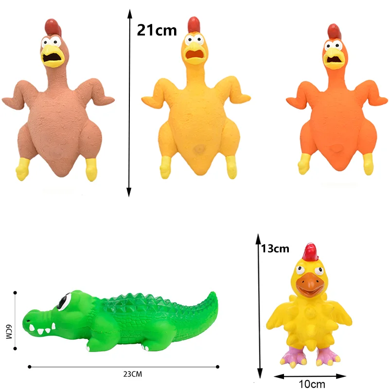 Juguetes de goma para perros chirriantes, juguete para masticar de látex para perros, pollo, Animal, resistente a mordeduras, juguete con sonido para cachorros, suministros para perros pequeños, medianos y grandes