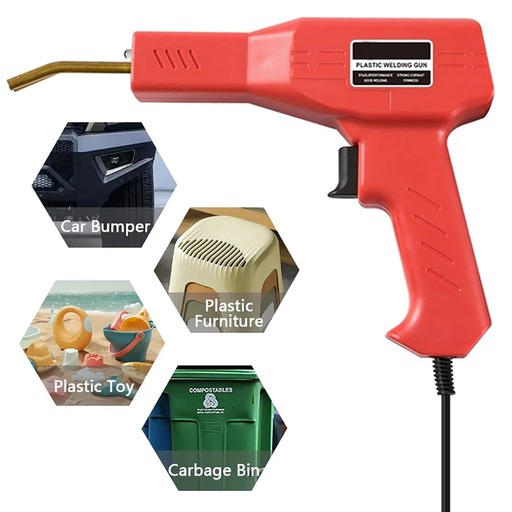 Soldador de plástico de 220 V/110 V grapadora caliente, herramienta de reparación de parachoques de plástico para automóviles, pistola de soldadura casera con 200 piezas de cuatro tipos de clavos de soldadura y luz LED