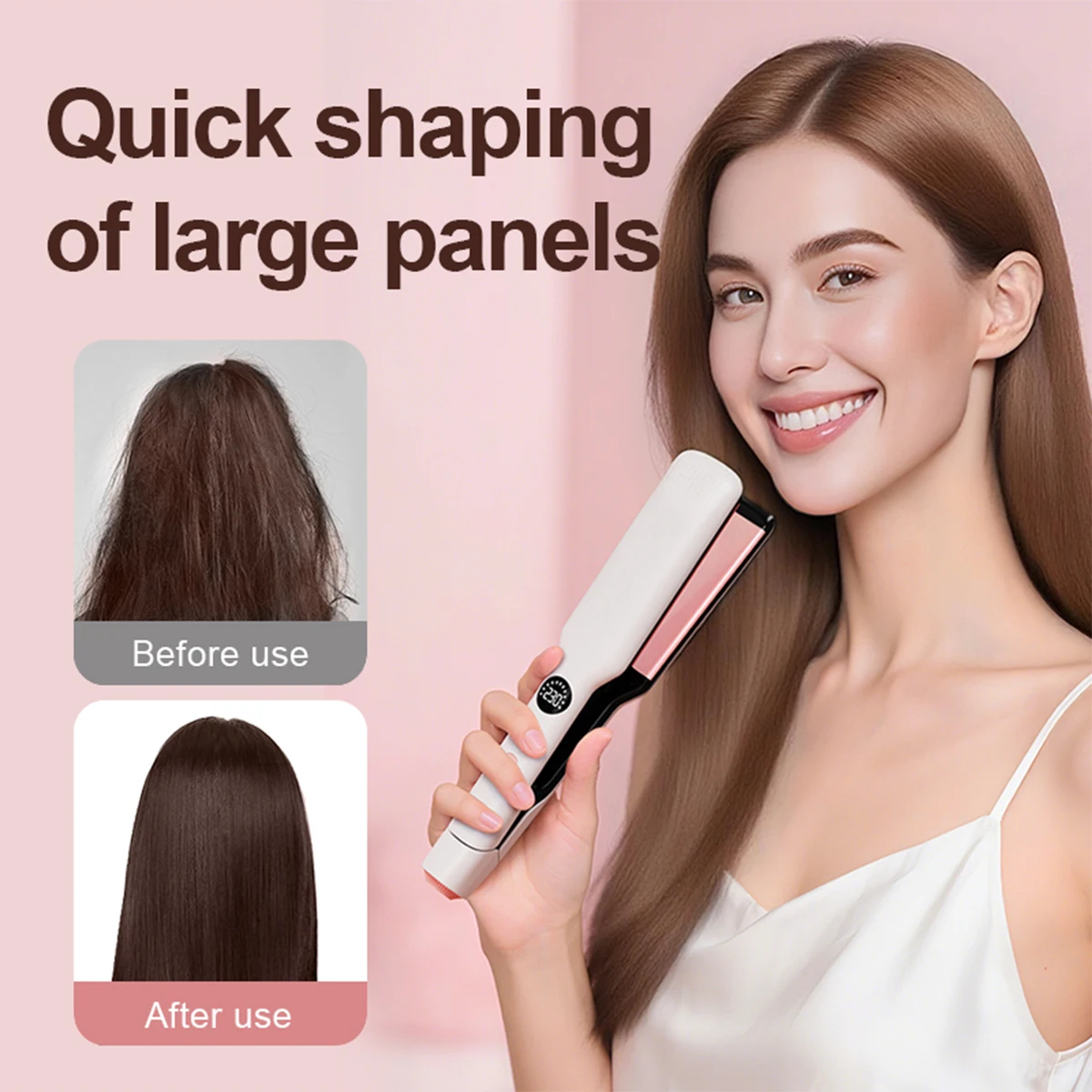 Plancha de Pelo Profesional con Placas Anchas y Grandes, Calentamiento Rápido en 30s, 11 Ajustes de Temperatura, Revestimiento de Aceite para el Cabello