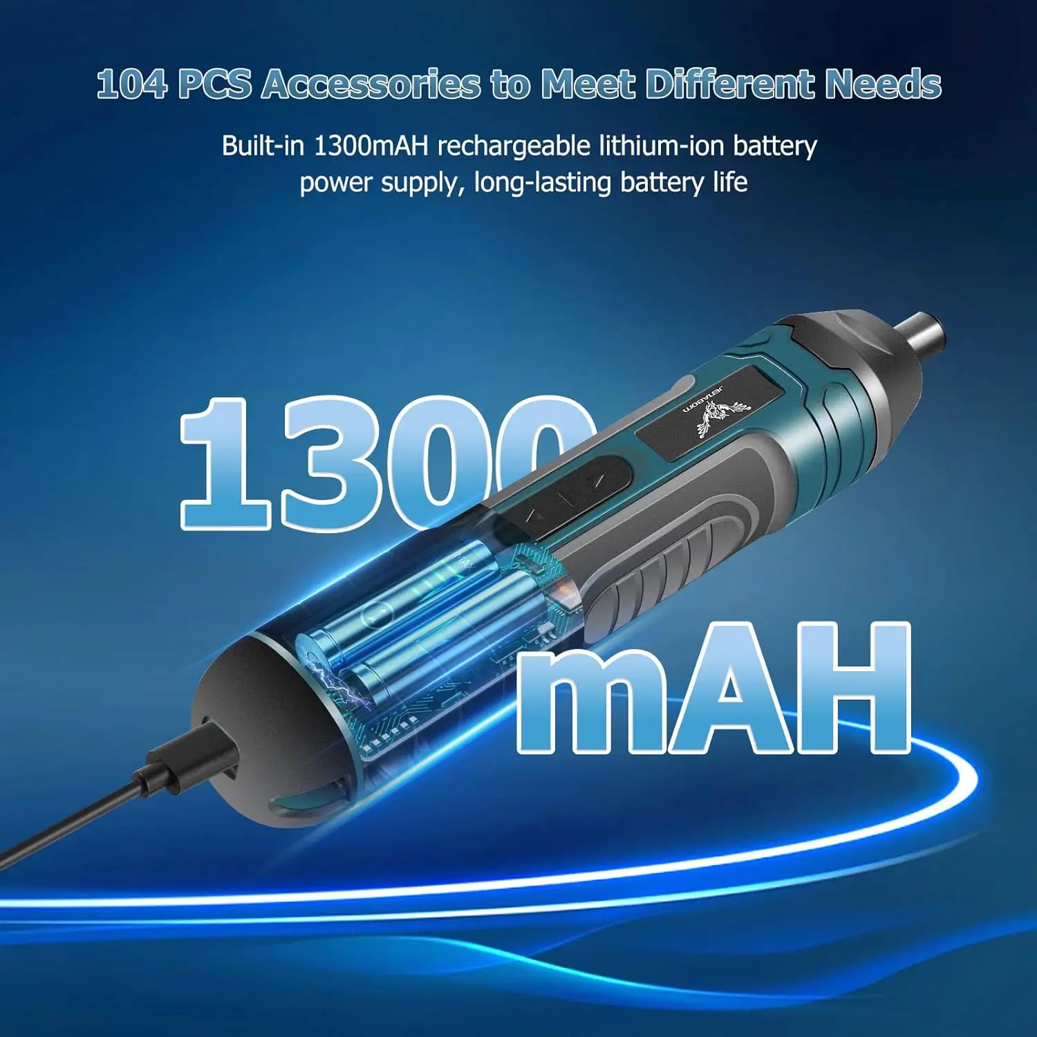 Destornillador eléctrico con ajuste de torque de 4 velocidades, luz LED de trabajo, mango de goma suave, destornillador eléctrico portátil recargable por USB para reparaciones domésticas de bricolaje