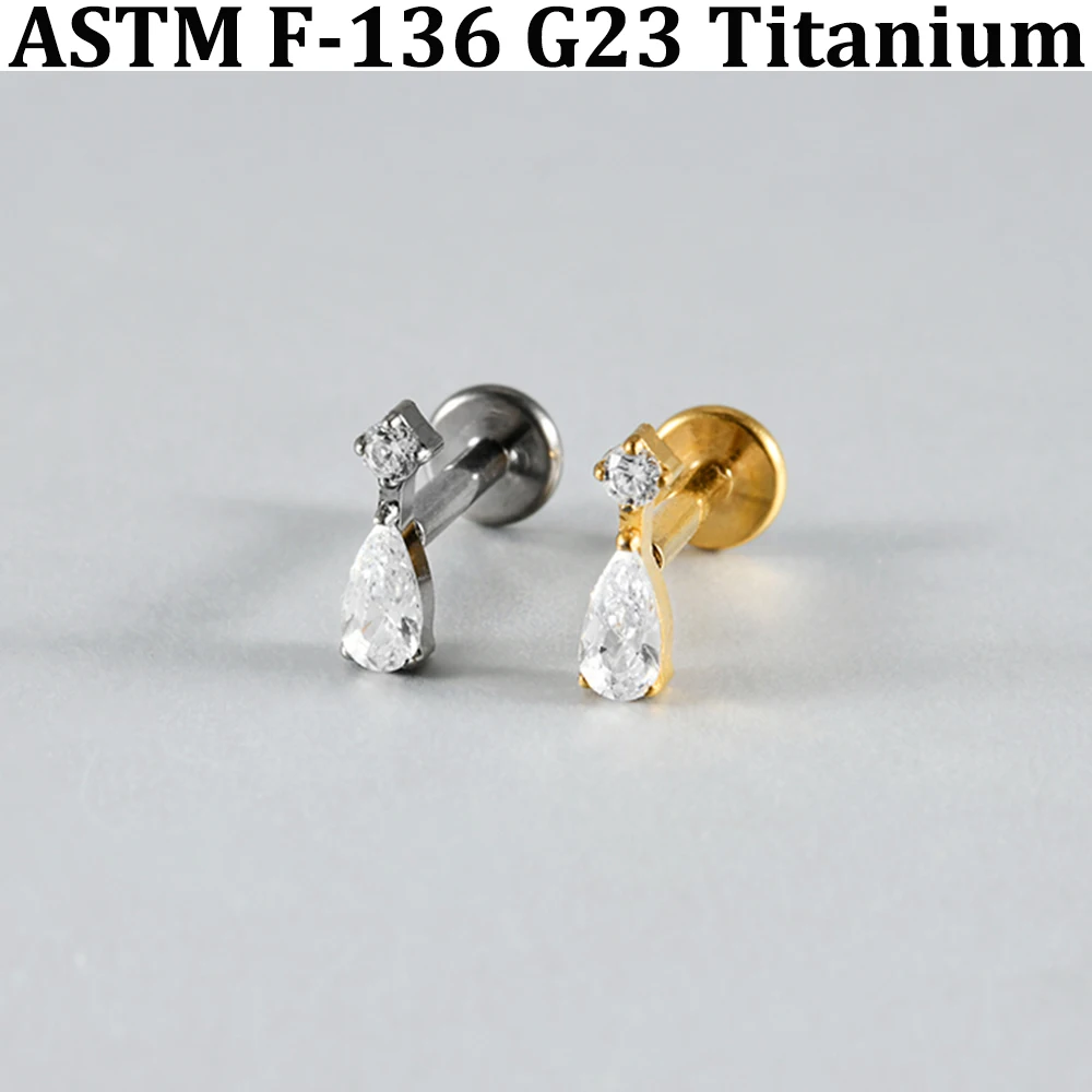 1 Pieza de Titanio Sólido, Diferentes Estilos, Roscado Internamente, Parte Trasera Plana, Piercing para Oreja, Labio, Cartílago, Tragus, Rook, Hélix, 16g, Unisex