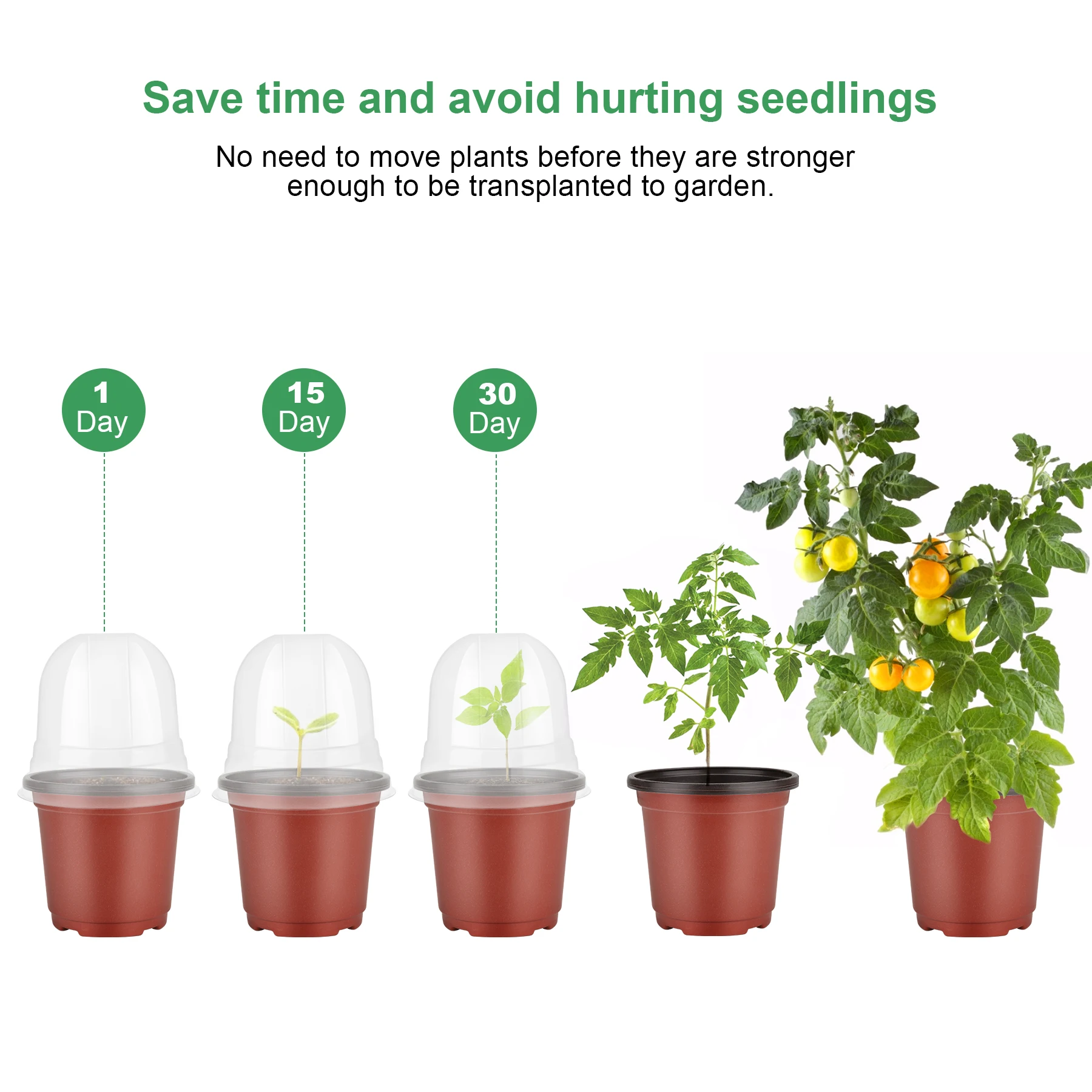 Macetas para vivero con cúpulas de humedad, 20 juegos de macetas suaves para vivero de 4 pulgadas (20 macetas + 20 tapas transparentes), macetas para principiantes de semillas, plantas pequeñas