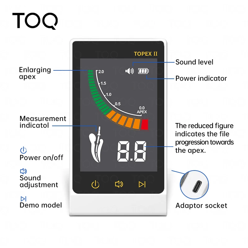 Motor Endodóntico Mini TOQ Dental con Localizador de Ápex, Medidor Preciso de la Longitud del Conducto Radicular, Instrumento para Tratamiento Endodóntico y Periodontal