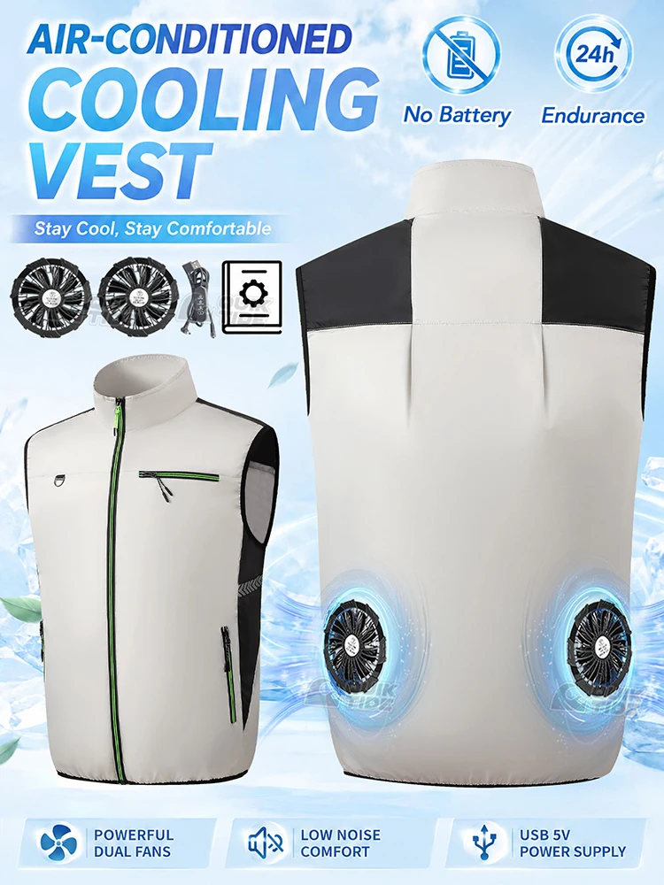 Chaleco Refrigerante 2026, Chaleco con Ventilador Incorporado, Ropa con Aire Acondicionado, Refrigeración de 13 Horas para Trabajos en Altas Temperaturas, Chaleco de Pesca, Senderismo