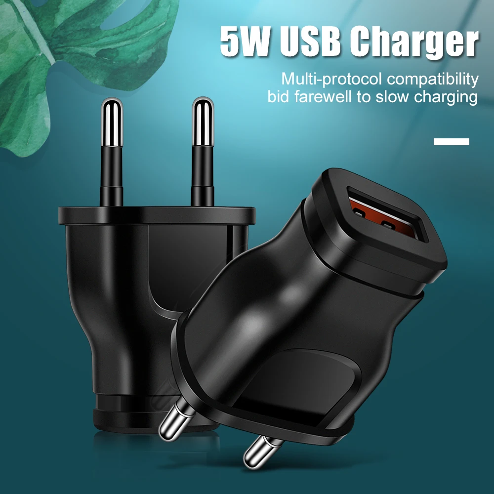 Puerto de cargador USB de 5V y 1A, cargador de fuente de alimentación, cargadores de pared, adaptador de corriente pequeño para Iphone, Samsung, Huawei, Xiaomi, Redmi Mobile