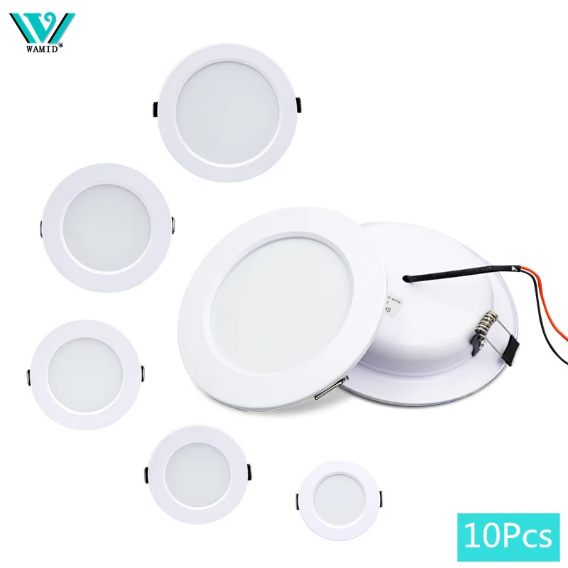 Lote de 10 Focos LED Empotrables, Cuerpo Blanco, 5W 9W 12W 15W 18W, Luz de Techo LED Redonda, DC 12V 24V AC 110V 220V, Iluminación LED Interior para Dormitorio
