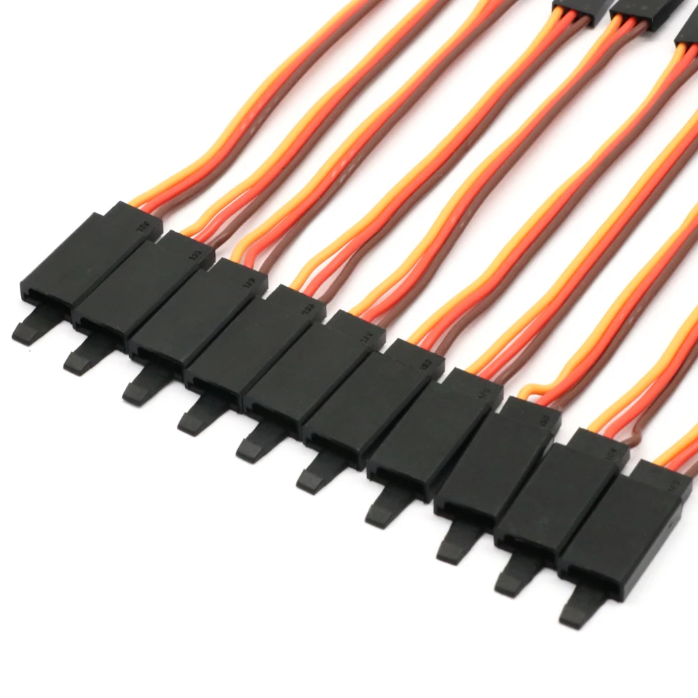 10 piezas de cable de extensión para servo de 60 núcleos, antideslizante, de 100 / 150 / 200 / 300 / 500 / 1000 mm, para RC Futaba JR, macho a hembra.