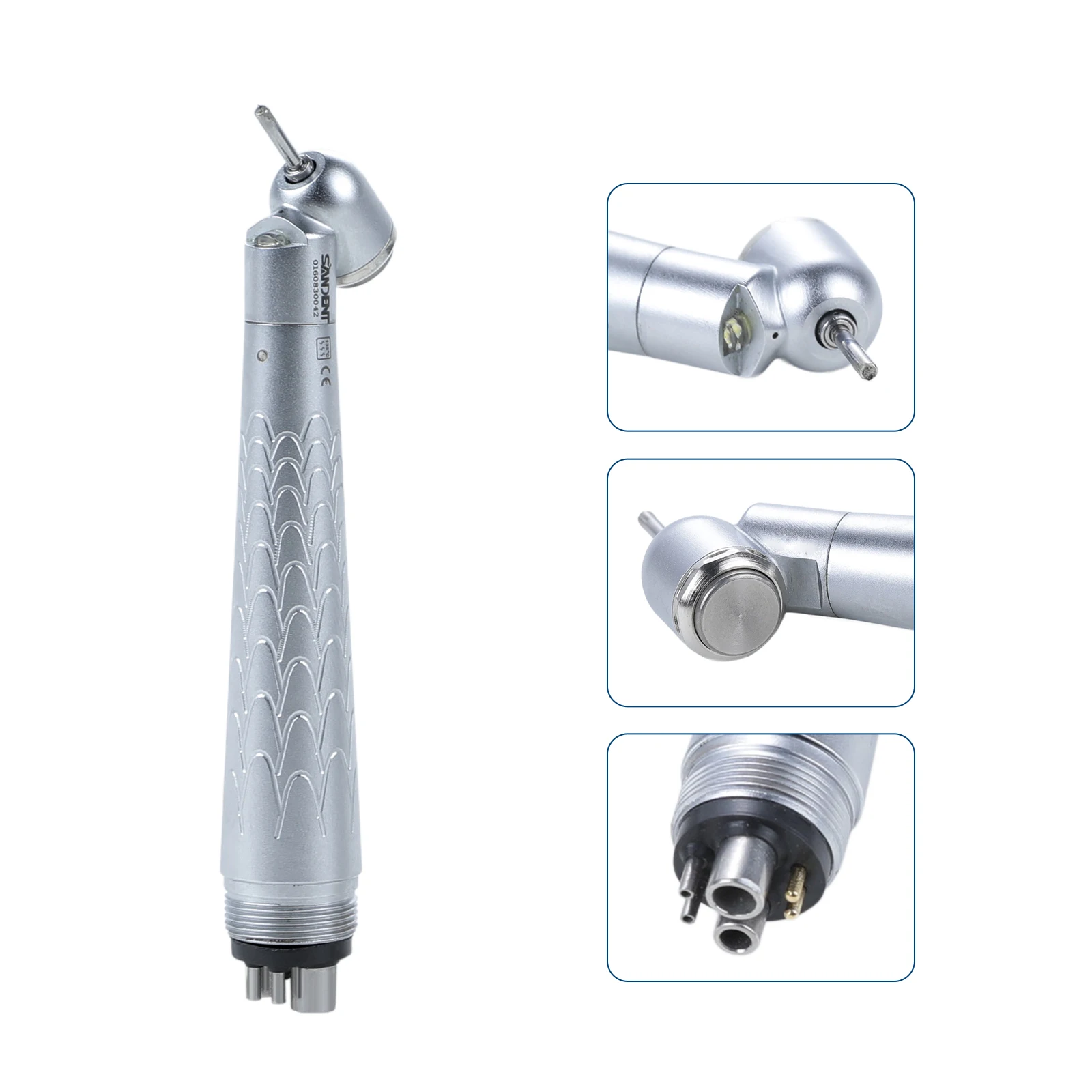 Kit de Pieza de Mano Dental Sandent LED con Generador Electrónico de Alta Velocidad, Cabezal Estándar/Grande/45 Grados, Convertidor de 6 a 4