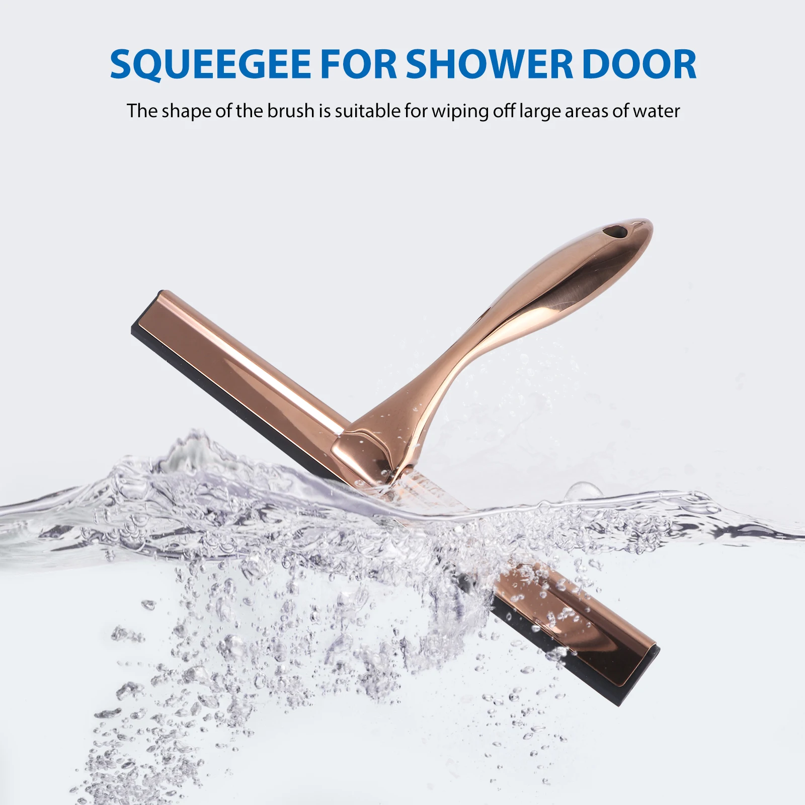 Limpiaparabrisas de acero inoxidable, vidrio, bronce, silicona, raspador de baño para el hogar, espejo, ducha, escurridor, todo propósito