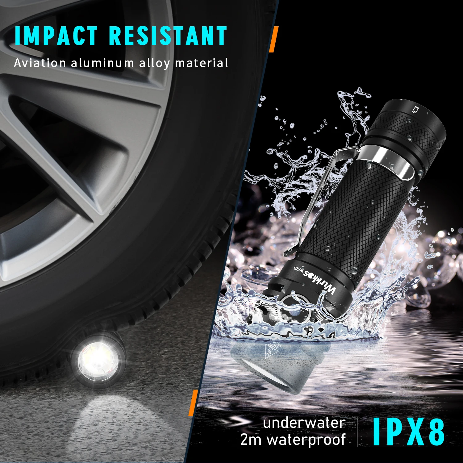 Wurkkos WK03 linterna LED 18650 antorcha 1800LM ATR Luminus SST40 recargable USB C luz IP68 impermeable para senderismo Camping