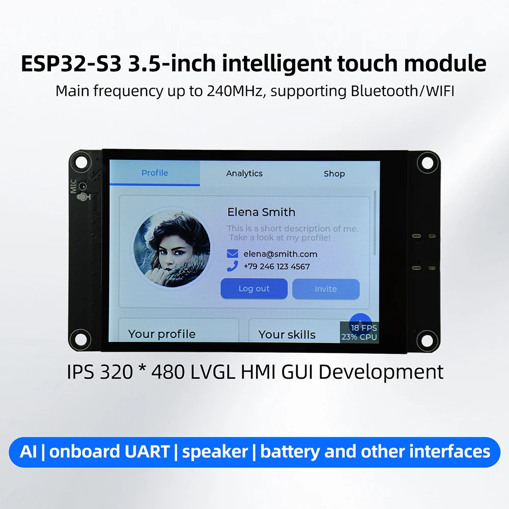 Placa de Desarrollo ESP32-S3 con WiFi y Bluetooth, Pantalla LED IPS de 3.5 Pulgadas 320*480, Módulo de Pantalla Táctil, Compatible con Xiaozhi AI, Tipo C