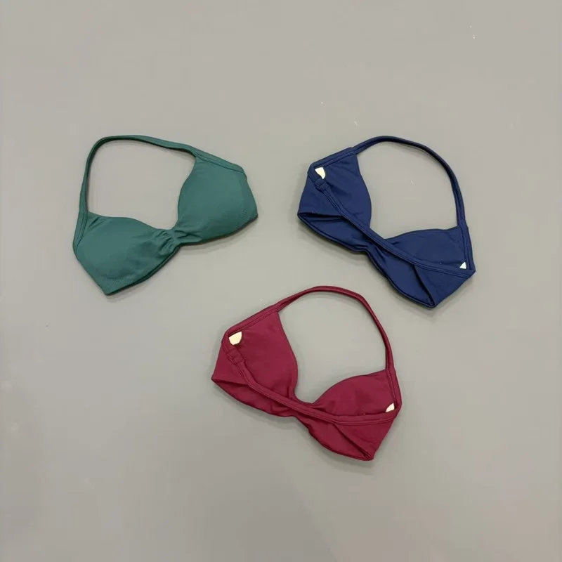 Sujetador deportivo halter para mujer con cuello en V, acolchado, para yoga, con copas extraíbles, suave como la mantequilla, sin costuras, para entrenamiento, gimnasio, fitness, top de ropa deportiva.