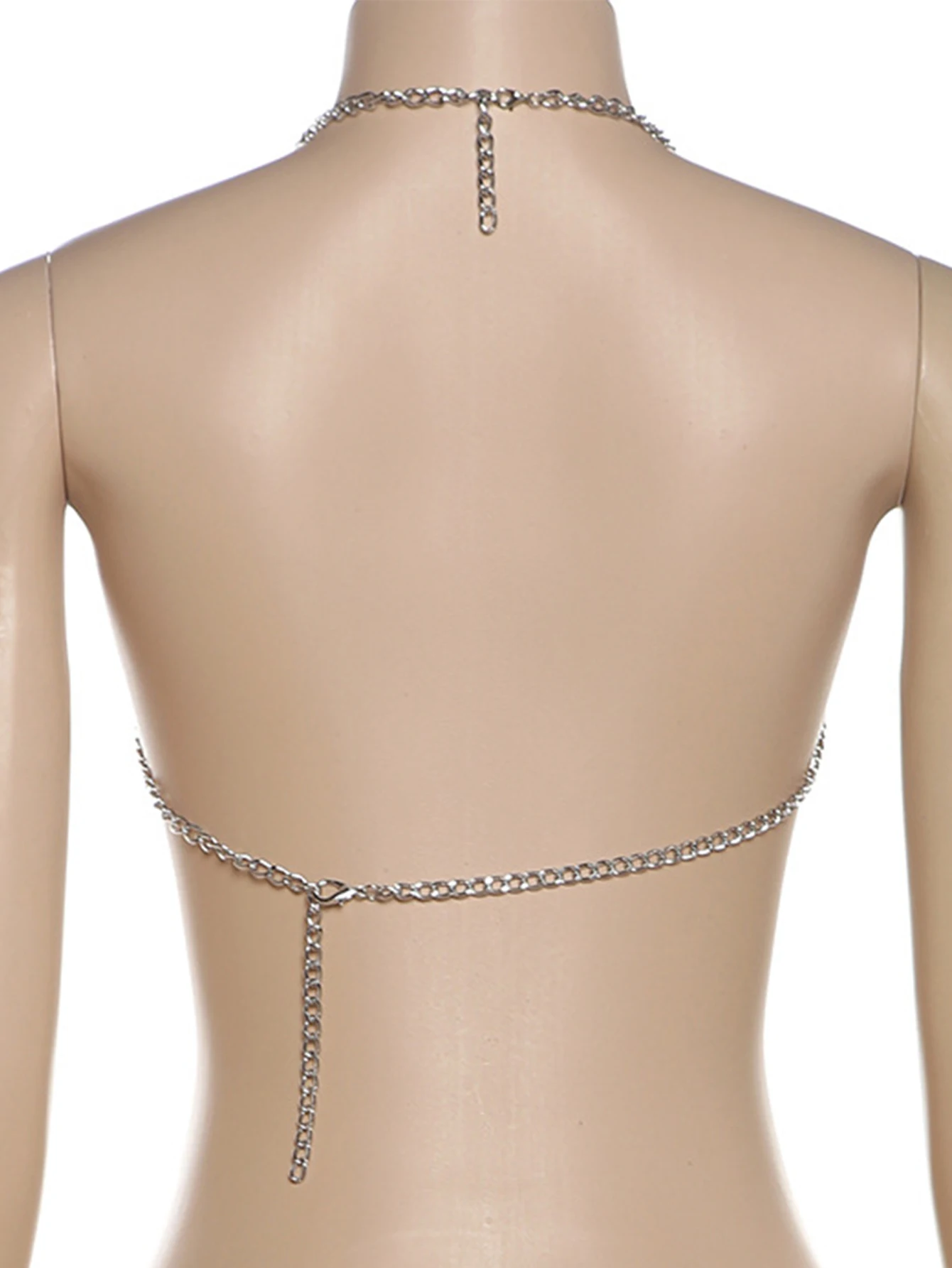 Top Corto Sexy Transparente con Cadena Metálica para Mujer, Top Halter de Verano, Ropa Femenina, Tops Cortos para Fiesta en Club, Atuendos Rave para Esposa Atrevida