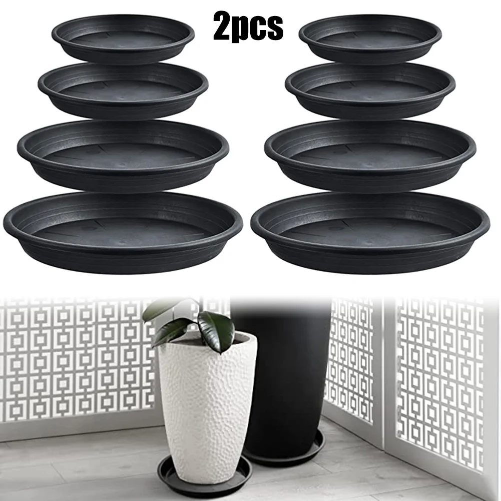 Platillo redondo de PP para plantas suculentas, bandejas gruesas de 4/6/7/8/10 pulgadas para decoración de jardín y hogar, color negro, 2 piezas