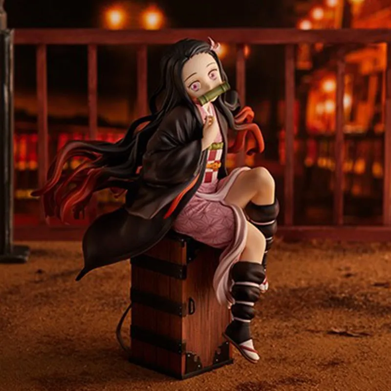 15CM Demon Slayer Kamado Nezuko modelo sentado juguete figura de PVC juguete colección de regalo caja decoración colección de escritorio Decoración