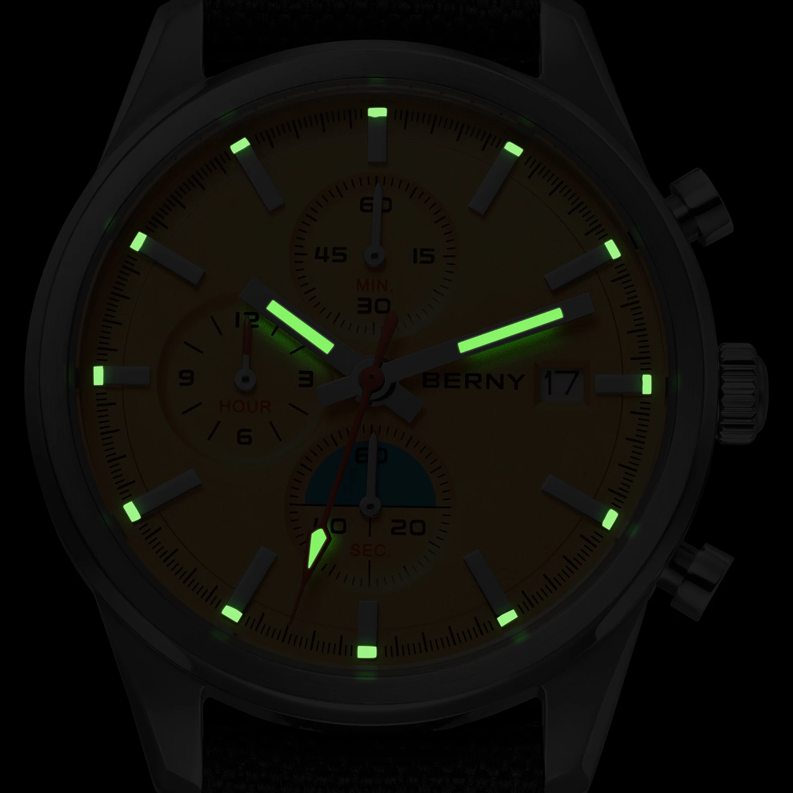 Reloj BERNY cronógrafo de cuarzo para hombre, luminoso, Miyota OS10, de lujo, con revestimiento AR, zafiro, resistente al agua hasta 5ATM, 2026, relojes deportivos para hombre