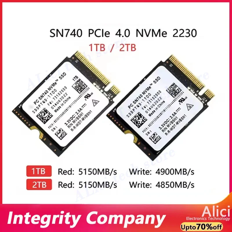 SN740 1TB 512G 256G SSD M.2 2230 Gen 4 PCIe 4.0 X 4 2TB NVMe Unidad de estado sólido para Steam Deck Microsoft Surface ProX