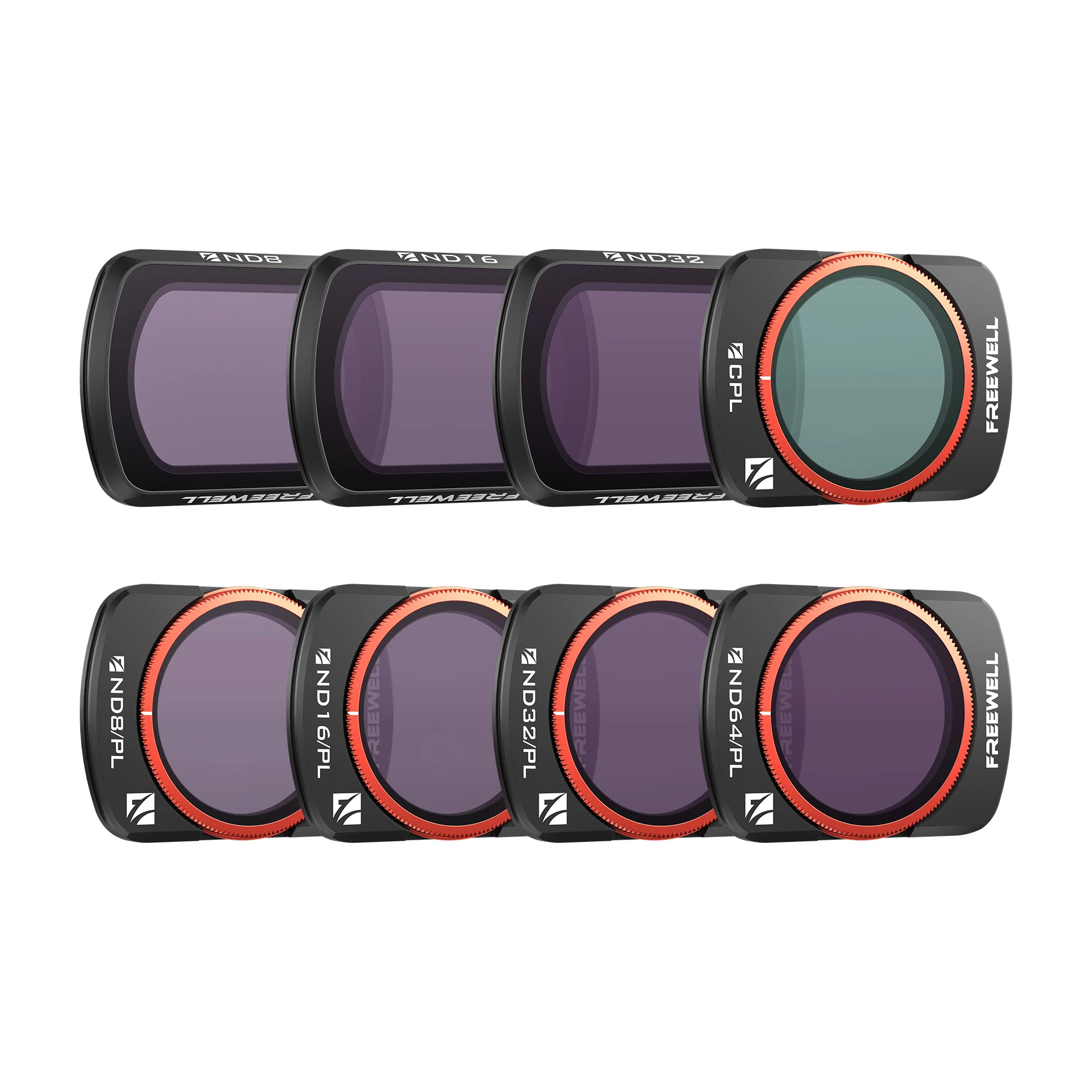Freewell - Kit de 8 Filtros para Cámara, ND/PL, Filtro ND, CPL, para DJI Osmo Pocket 4 / Pocket 3 y Xtra Muse Accesorios para Lentes de Cámara
