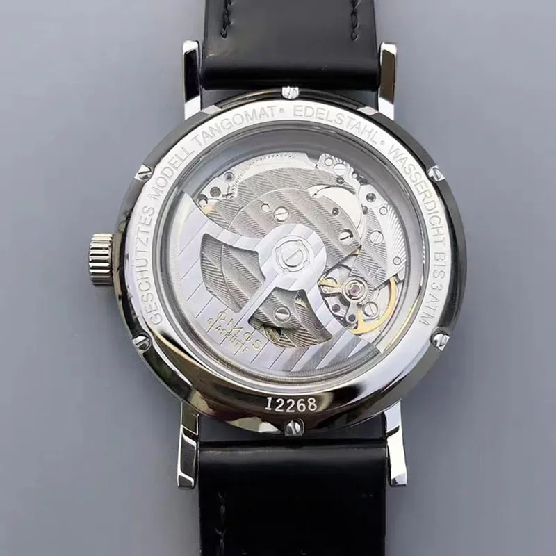 Reloj mecánico automático para hombre de 38 mm adecuado para movimiento de cuerda automática Seagull ST1701, reloj de pulsera con parte trasera transparente resistente al agua.