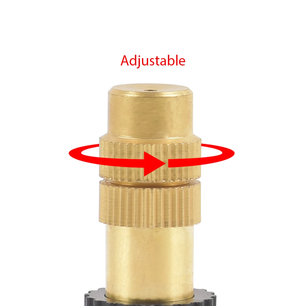 Boquilla de nebulización de cobre ajustable de 2-10 piezas, conector en T de plástico de 4/7mm, aspersor de riego de latón, boquilla de refrigeración