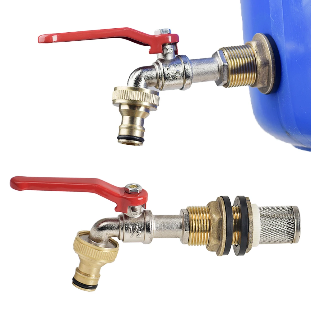 Kit de montaje de tanque de agua de latón de 1/2 "y 3/4", con grifo de aleación, junta de tubo de cobre, acoplamiento de tanque de peces, adaptador de manguera de riego de jardín