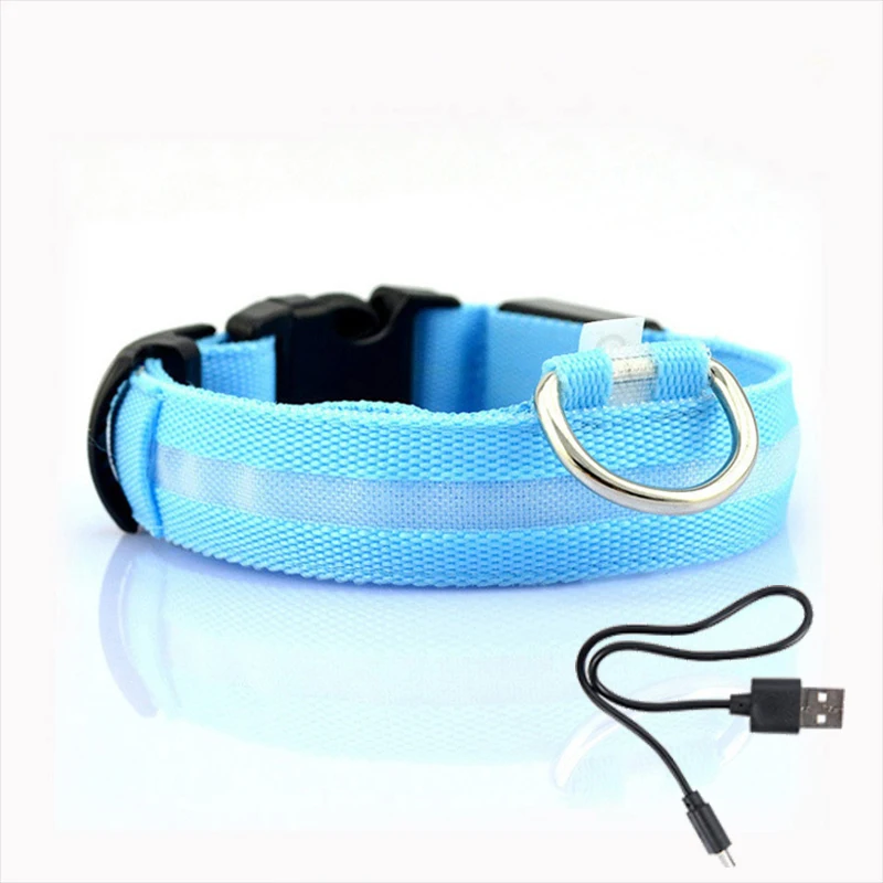 Collar Led para perro, Collar antipérdida para perros, cachorros, suministros luminosos nocturnos, productos para mascotas, accesorios, carga USB/batería