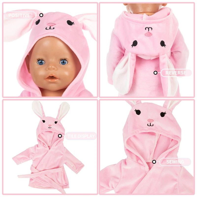 Ropa para muñecas, conjunto de albornoz, pijamas para muñecas americanas de 18 pulgadas/45Cm, accesorios para muñecas bebés recién nacidos, ropa para dormir, regalos de cumpleaños
