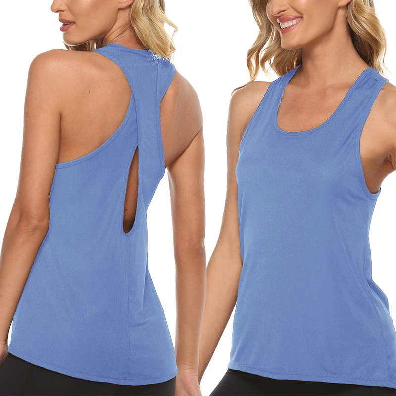 Top sin mangas para Yoga, chaleco atlético con espalda abierta, blusa Sexy elástica, camisetas sin mangas deportivas para Fitness