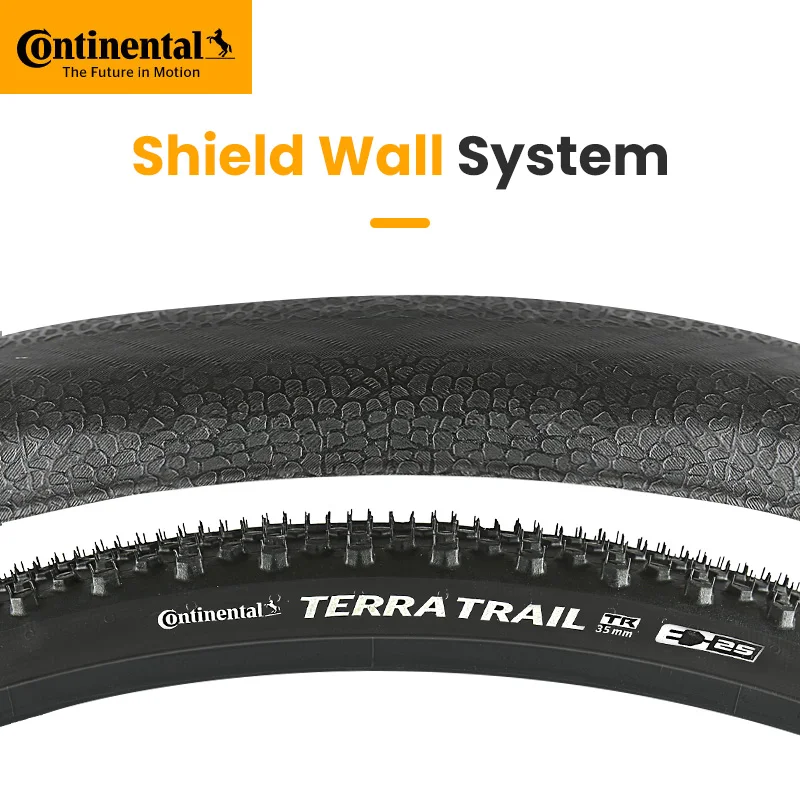 Neumático Continental Terra Trail 700x35C/40C para Bicicleta de Carretera y Gravel, Sistema Shieldwall 27.5, Protección Contra Pinchazos, MTB Tubeless Ready