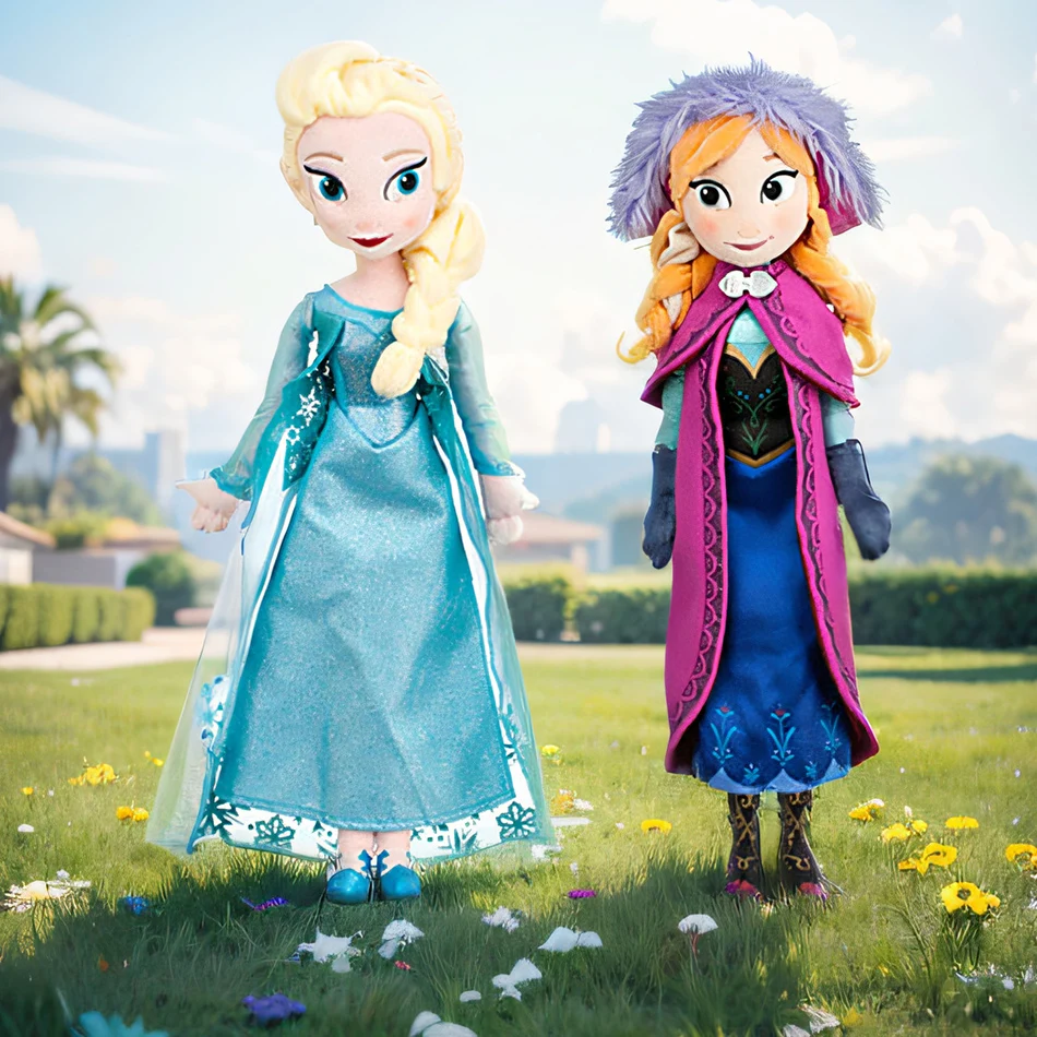 50cm Anime Frozen la princesa de peluche Anna Kawaii muñeca Reina de la nieve princesa Anna Elsa juguetes de peluche suaves regalos para niñas cumpleaños