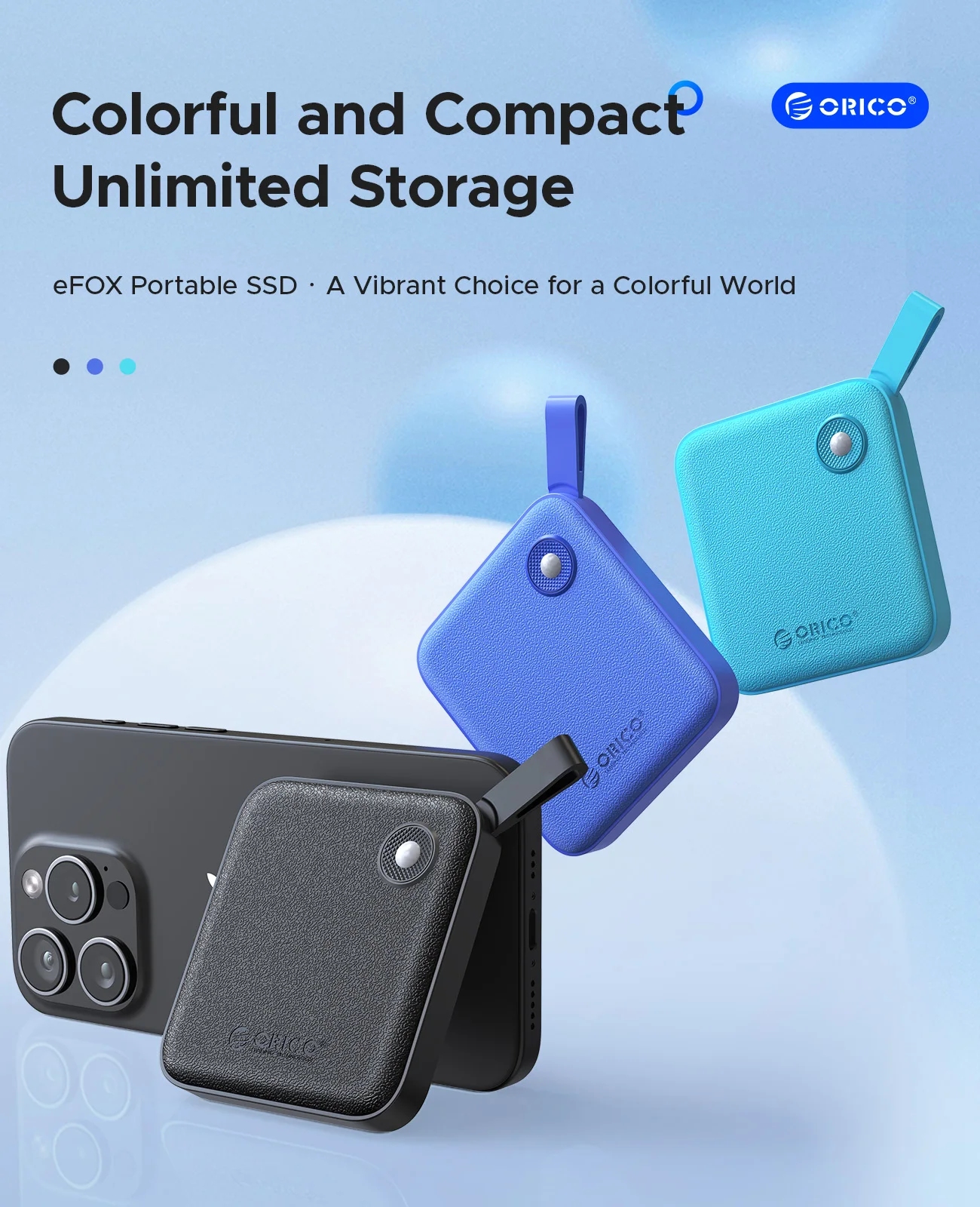 ORICO B5 PLUS Unidad de estado sólido externa portátil Disco duro externo USB 3.2 Gen2 SSD para iPhone 15/Pro Windows Mac Ligero