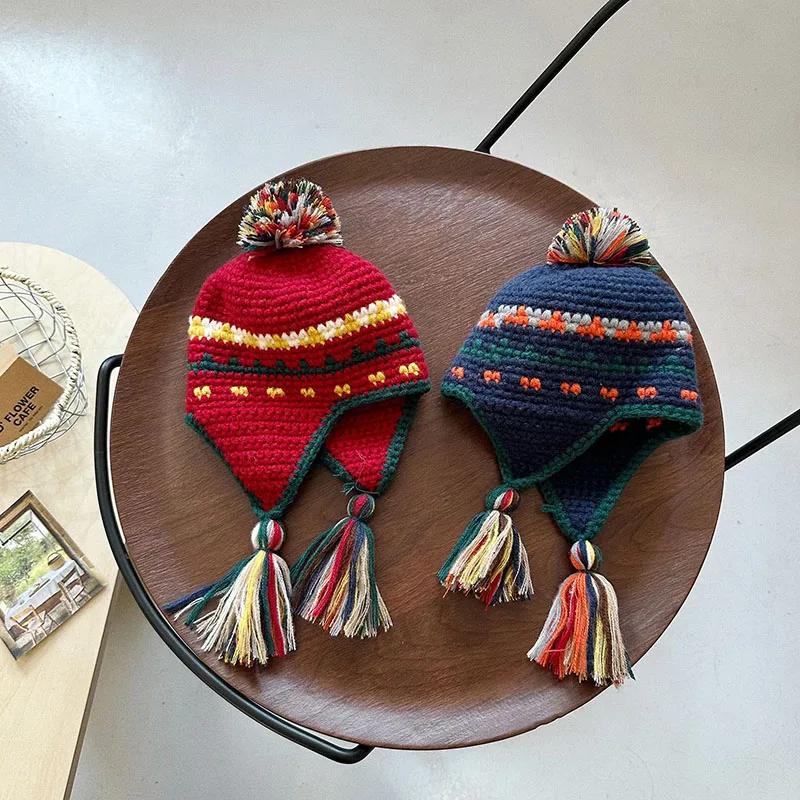 MILANCEL, gorros de punto Retro de invierno para niños, gorro cálido para niñas, gorros coloridos con protección para los oídos, gorros de Lei Feng para niños