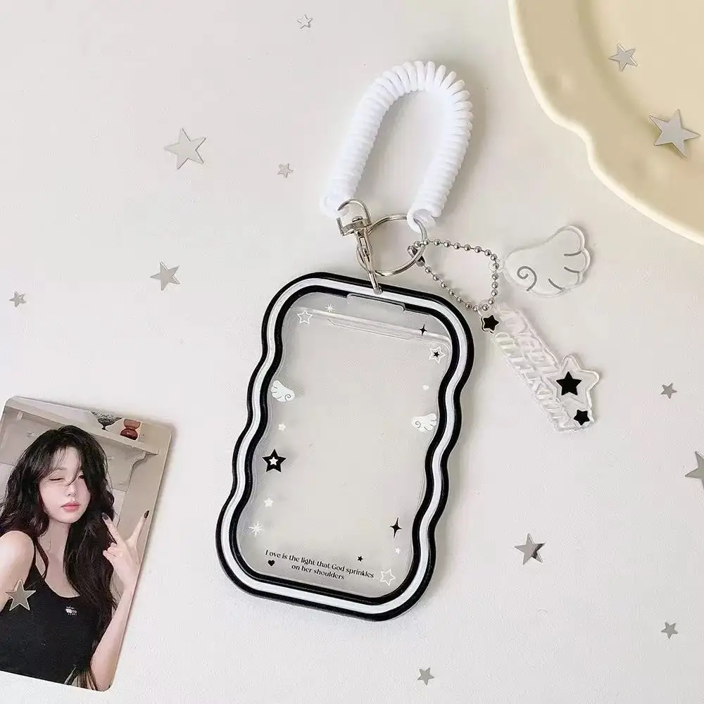 Moda Kpop, Portafotos Simple de Color Sólido de 3 Pulgadas, Bonito Portafotos para Ídolos, Bolsa para Guardar Fotos, Accesorio con Colgante de Cuerda Elástica, Regalo