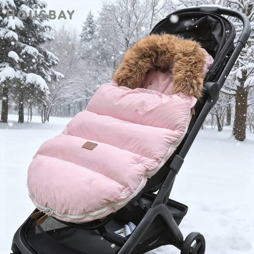 Cochecito chanfrera para exteriores, invierno, bebé cálido en cochecito, extraíble, más grueso, a prueba de viento, Cuello de piel, sobre para bebé, accesorios para cochecito