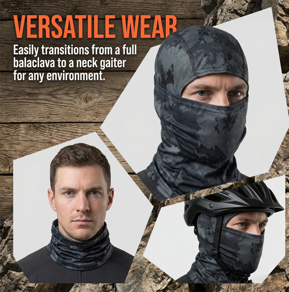 Pasamontañas elástico y transpirable para hombre y mujer, protección solar, máscara facial completa para ciclismo, bufanda para senderismo, pesca y esquí.