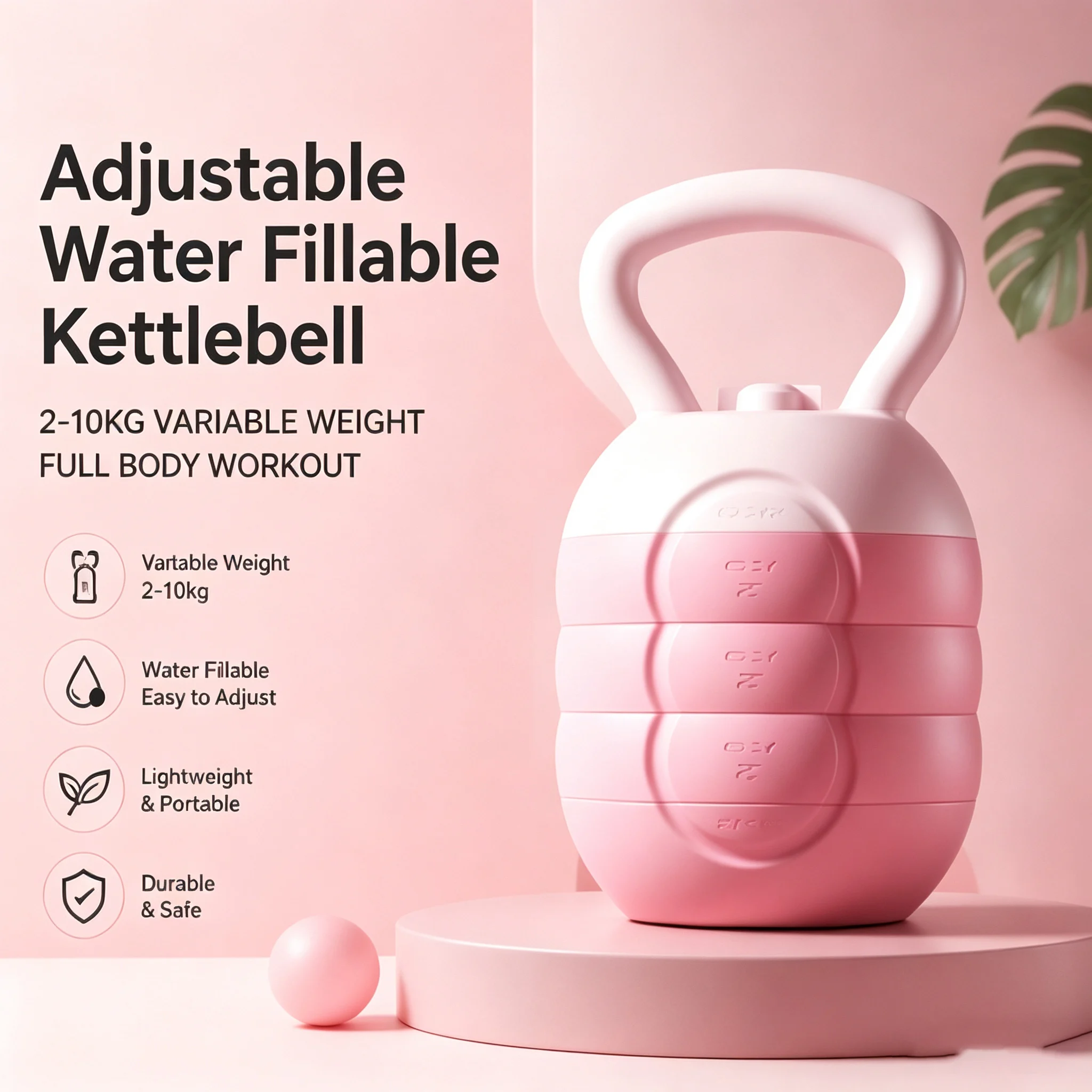 Kettlebell Ajustable con Peso Variable de 2-10 kg, Equipo de Gimnasio Portátil para Entrenamiento de Cuerpo Completo, Glúteos y Piernas