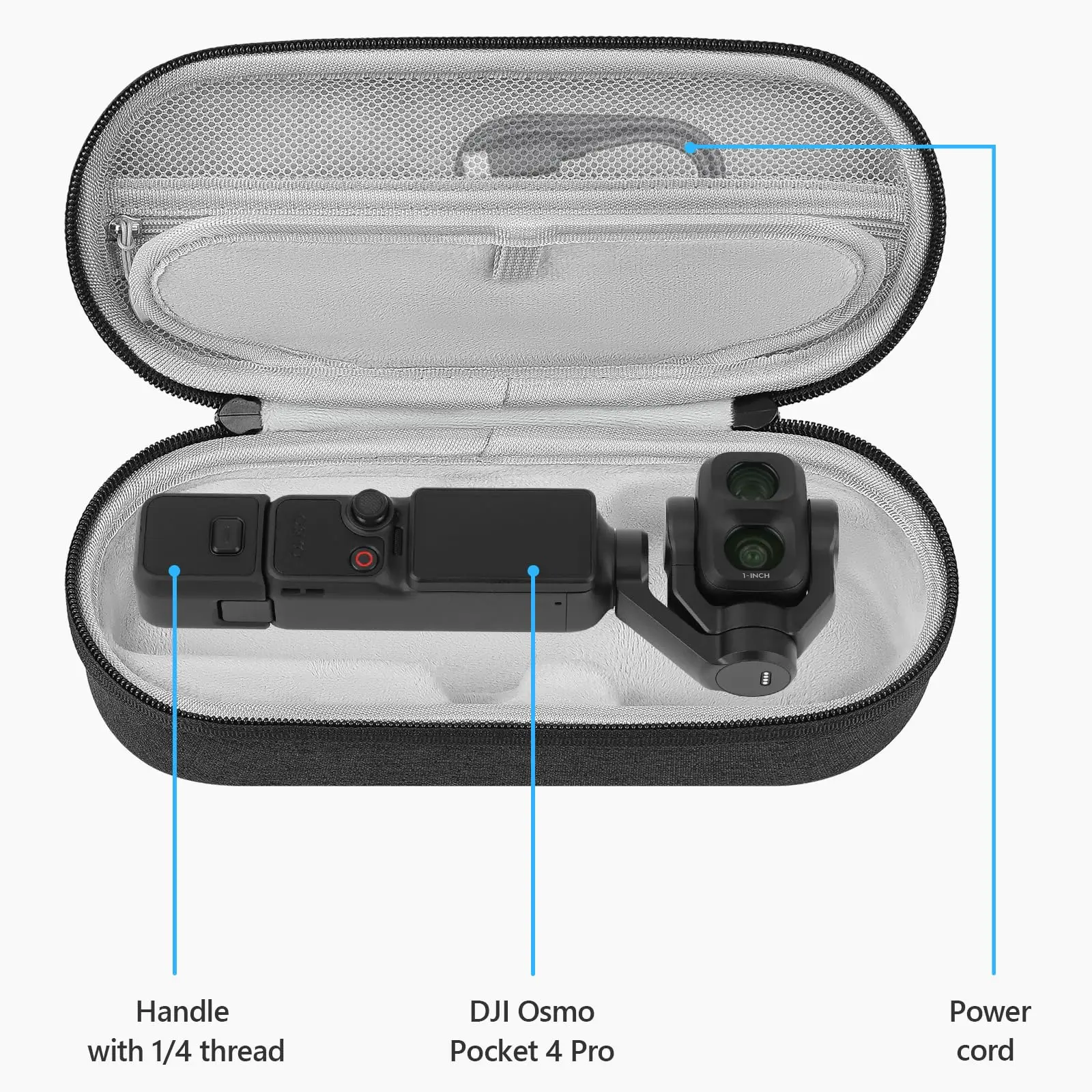 Estuche para DJI Osmo Pocket 4P, Resistente al Agua y a Impactos, Bolsa Rígida Portátil con Compartimentos para Cámara, Micrófono, Tarjetas SD, Filtros
