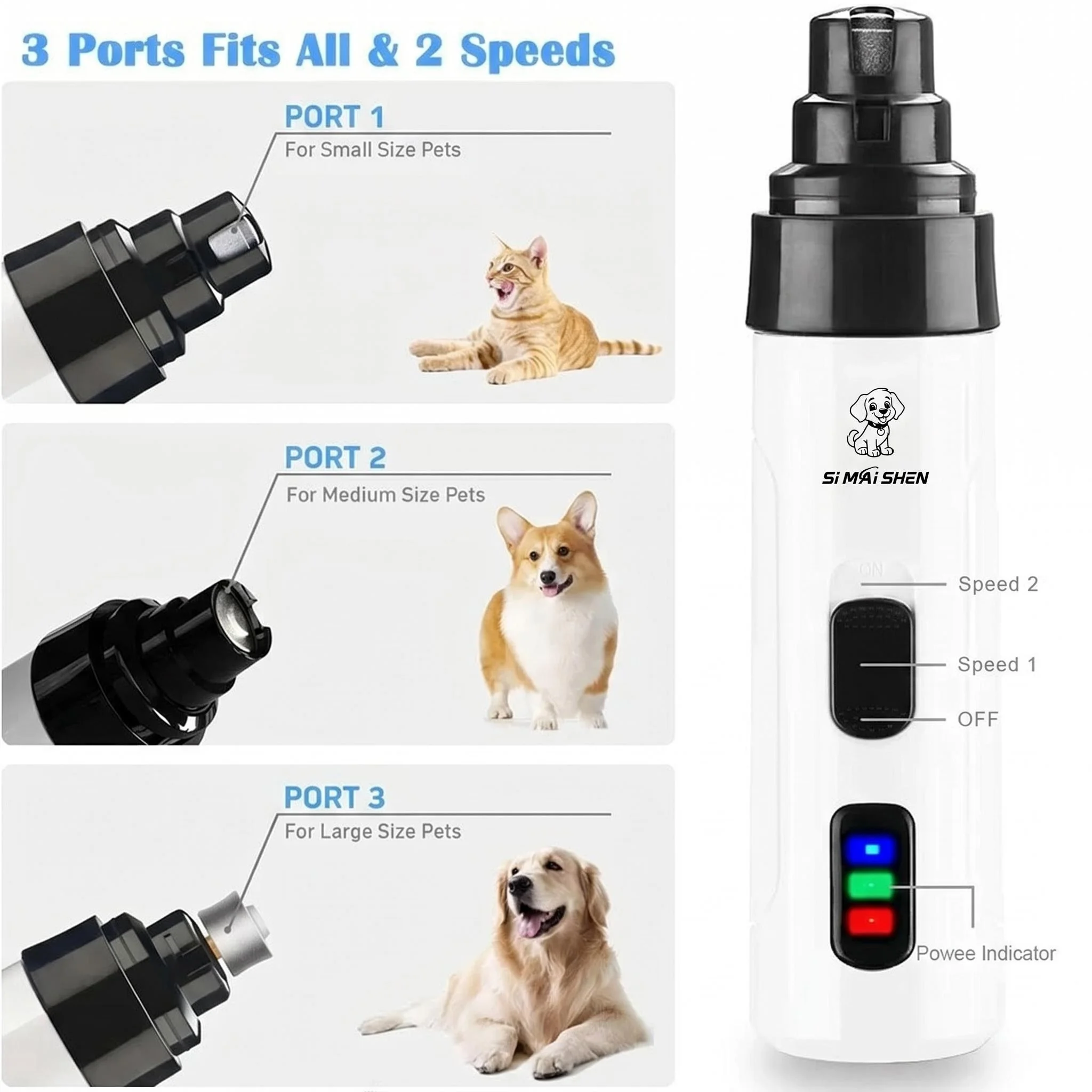 Molinillos de uñas para perros y gatos, cortaúñas eléctrico silencioso, recargable por USB, herramientas de aseo