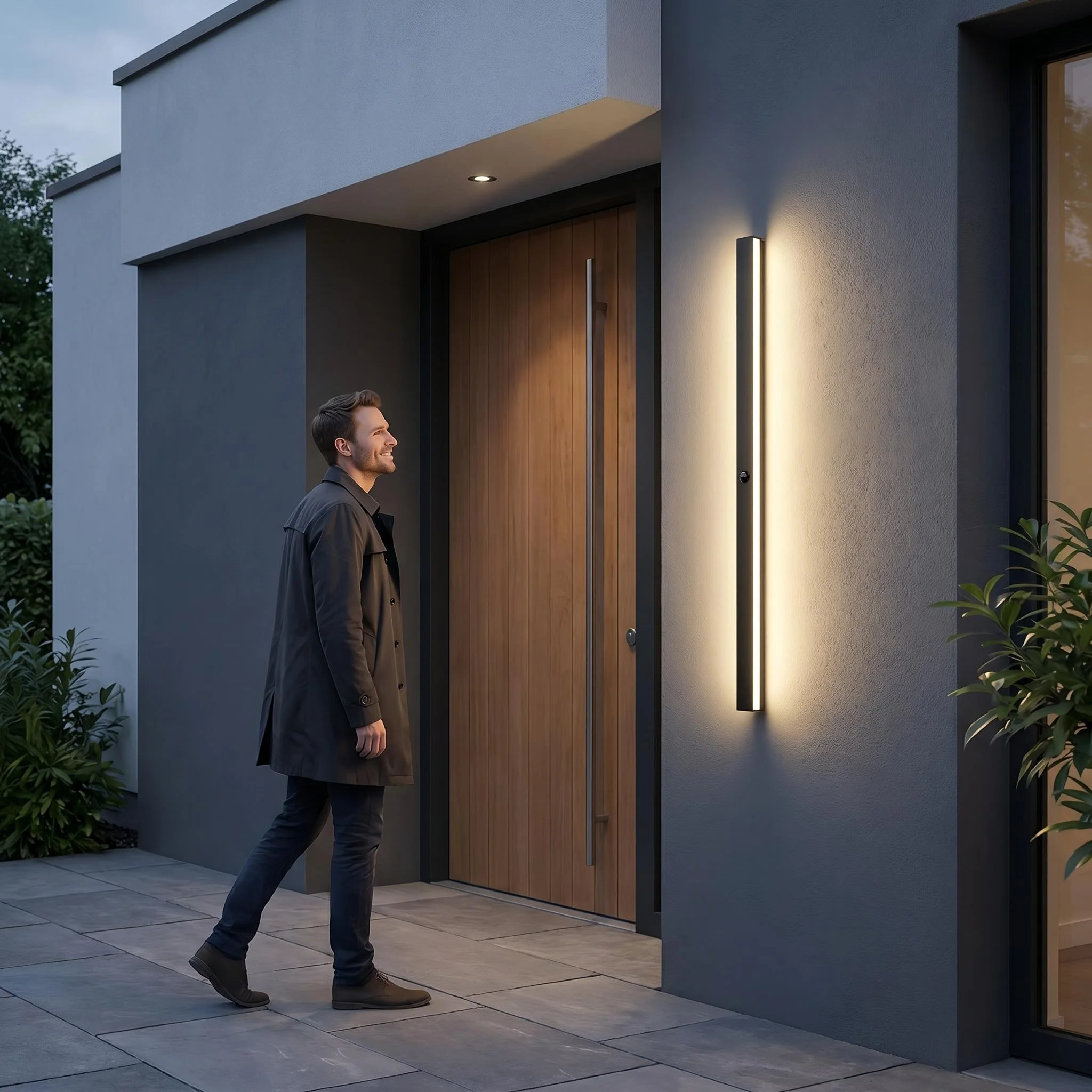 2/1PCS Lámpara de Pared LED con Sensor de Movimiento, Impermeable IP65, para Exteriores, Lámpara de Pared para Villa, Jardín, Porche, 110V 220V 55-200CM