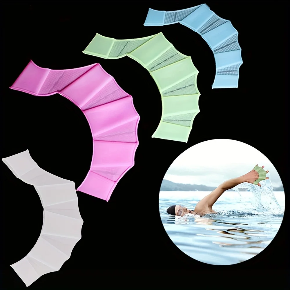 1 par de aletas de silicona para natación, guantes de natación con membrana para los dedos, para entrenamiento deportivo profesional en piscina