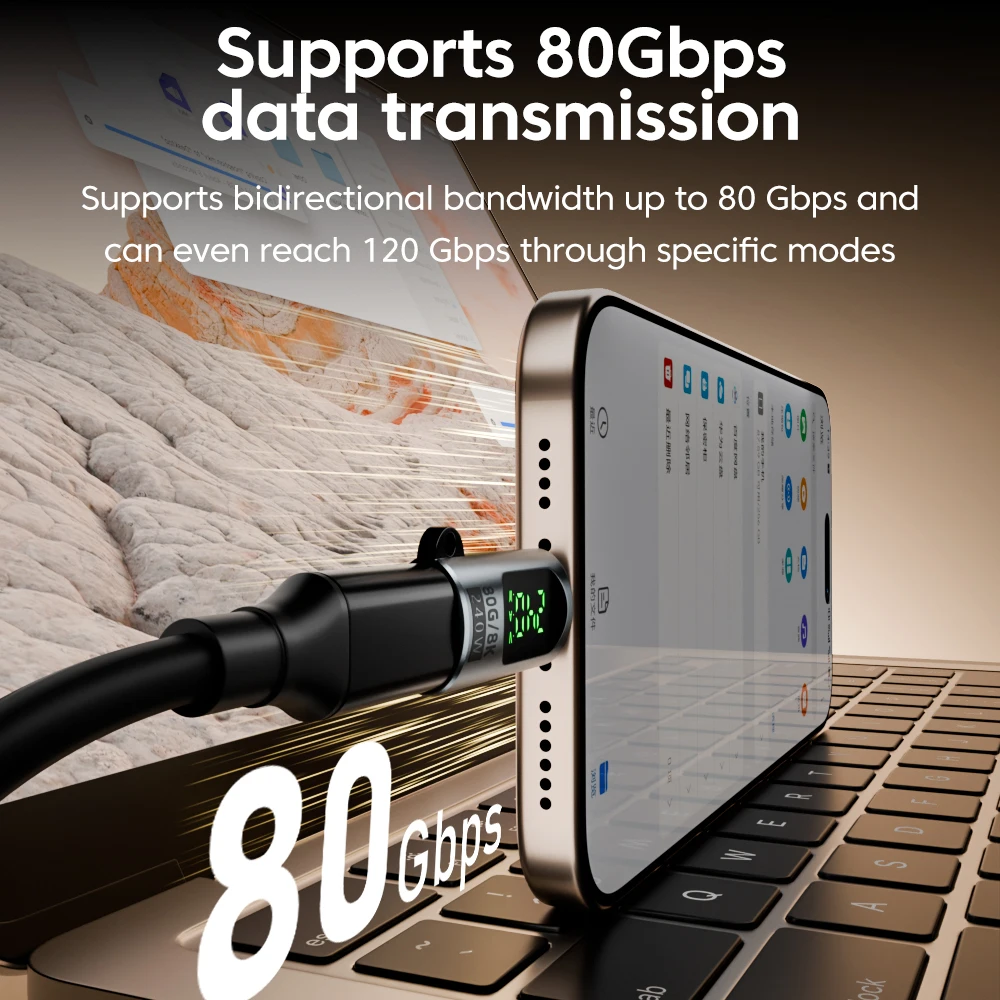 NNBILI-Adaptador USB C de 240W, conector tipo C a USBC 4,0, OTG, adaptador de datos de pantalla Digital para iPhone 15 16 Macbook Pro Air Samsung